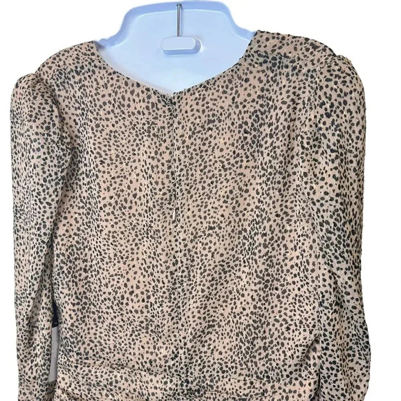 New ASTR The Label Medine Midi Dress Leopard Animal Print Draped Front Women's L - Picture 8 of 12
